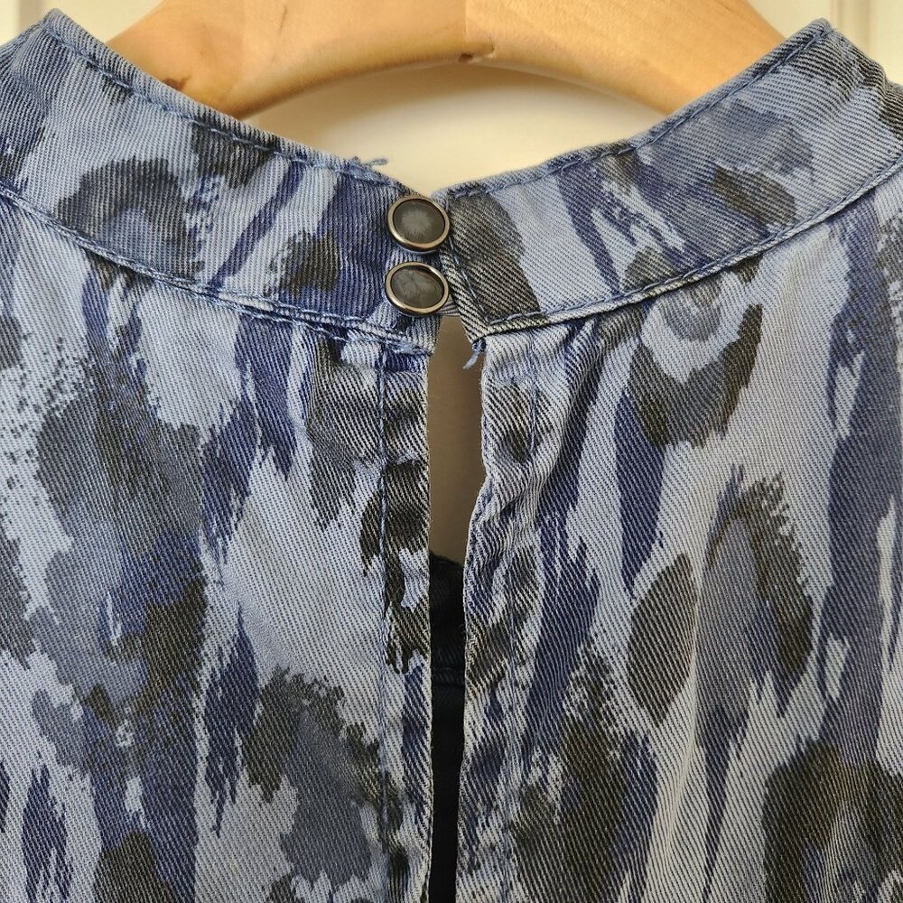 Anthropologie Chambray Tencel Sleeveless Dress Ruffle Blue Boho Cottage Summer - Picture 4 of 10